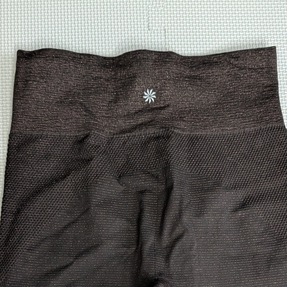 Athleta Leggings Medium Brown Glitter Shimmer Espresso - Picture 7 of 7